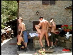 Ten Raunchy Boys In A Wild Outdoor BJ And Anal Sex Party
